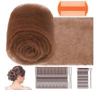 Hair Sponge for Updo, Hair Bun Maker with 50P U Shape Pin, Bobby Pins & Comb Hair Mesh for Updos Insert, Hairs Padding Non-Irritating, All-Day Hold Bun Maker(Light brown)