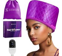 Hair Steamer for Deep Conditioning w/10-level Heats Up Quickly, Heating Cap for Deep Conditioner - Thermal Steam Cap for Black Hair, Great for Hair Treatment (Purple)