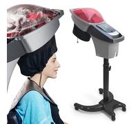 Hair Steamer Salon Micro Mist Scalp Treatment Dye Perm Professional O3 Ozone Hooded SPA Barber Shop Red Blue Light For Black Hair Natural Standing Elitzia ET1408B