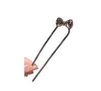 Hair stick 1pc Elegant Crystal Bow Hairpin Women’s Twisted U-Pin Barrette With Comb Insert Minimalist Hair Accessory Headband for Women(Black)