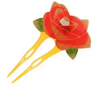 hair stick, Camellia Hair Chopsticks Japanese Style Hair Pin Acrylic Ancient Style Hair Sticks for Bun Rose Ornament Hair Accessories for Women Girls,Black(Yellow)