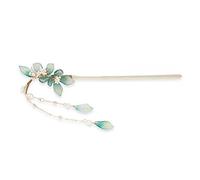 Hair stick,chinese hair pin,hair chopsticks,Hair Chopsticks,Metal Hair Sticks Dangle,Green Floral Tassel Chain Hair Chopsticks Elegant Hair Pins Stick Classical