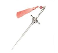 hair stick, Hair Chopsticks,Comics Chinese Style Hair Pin Cute Hair Sticks for Bun with Tassel Red Gem Hair Accessories for Women Girls Long Hair,(Silver Orange)