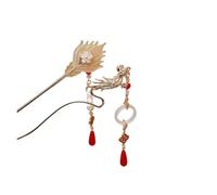 Hair stick Headwear paired step rocking Ming style Hanfu accessories women's for Women(2pc red)