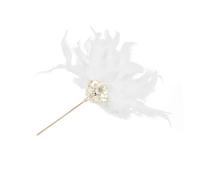 Hair Stick Pin 2pcs Traditional Peacock Feather Split Hairpin For Women Long Alloy Flower Fan-shaped Hair Accessories Jewelry(White)