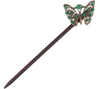 Hair Stick Pin,Chinese Hair Accessories,hair chopsticks for women,1pcs Wooden Hair Sticks for Buns,Blue Beads Butterfly Hair Chopsticks Elegant Hair Pins Stick Chinese Classical Wood Chopsticks