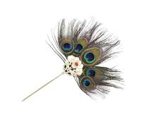Hair Sticks 2pcs Traditional Peacock Feather Split Hairpin For Women Long Alloy Flower Fan-shaped Hair Accessories Jewelry(Color-01)