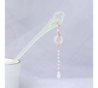 Hair Sticks, Hair Chopsticks, 2 Pack Chinese Hair Sticks for Buns,Pearl Tassel Hair Chopsticks Clips Simple Design Hair Accessory Hairpin for Women,White(Green)