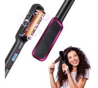 Hair Straightener Brush, 2-in-1 Flat Iron and Comb with LED Display, 30s Fast Heating, Long Lasting Styling for Smooth Hair and Curls, Easy to Use Hair Care Tool