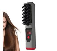Hair Straightener Brush - 4 Levels Ceramic Rechargeable Portable Cordless Comb with LED Display | Travel Hair Straightener,for Salon Home Wedding Bridal Party Holiday Summer Daily Grooming Spa