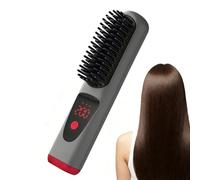 Hair Straightener Brush | 4 Levels Cordless Ceramic Rechargeable Comb with LED Display | Hot Tools Straightener - for Travel Holiday Festival Salon Home Bridal Spa Party Summer Daily