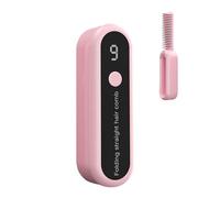 Hair Straightener Brush 7.87x1.38 Inch - 2-in-1 Ionic Hair Straightener Brush | Foldable USB Rechargeable Ceramic Hot Comb, Straightening Curling with 9 Temperature Settings 60-Min Battery Travel