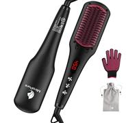 Hair Straightener Brush by MiroPure, 2-in-1 Ionic Straightening Brush with Anti-Scald Feature, Auto Temperature Lock & Auto-Off Function