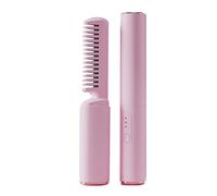 Hair Straightener Brush - Cordless Comb, Mini Hot Tool | Rechargeable Fast Heating Styling Brush for Thick Soft Hair, Curly Bangs, Travel Touch Up, Home Salon, Office Prep, Daily Maintenance