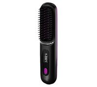 Hair Straightener Brush- Cordless Rechargeable Styling Tool | Electric Heated Smoothing Brush Travel Friendly Device Led Temperature Display Wireless Straightening Solution For Home Salon Use On Dry F