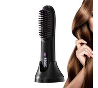 Hair Straightener Brush, Cordless Rechargeable Styling Tool with LCD Display, 7.87 x 1.77 x 1.69 Inches Heated Detangling Comb for Travel, Morning Routine, Home, Salon, Trips and On The Way Use