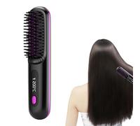 Hair Straightener Brush - Cordless USB Charging Hot Brush with 3 Heat Settings, LCD Display, 30 Seconds Fast Heating, Negative Ion Technology | Portable Hair Styling Tool for Women, Travel, Daily Hair