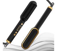 Hair Straightener Brush, Hair Straighteners for Women, Hot Brush for Women, Adjustable Temperature & Anti-Scald, Girl's Gift, Hair Tools for Styling (Black)
