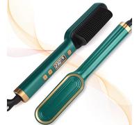 Hair Straightener Brush, Hair Straighteners for Women, Hot Brush for Women, Adjustable Temperature & Anti-Scald, Girl's Gift, Hair Tools for Styling (Green)