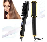 Hair Straightener Brush, Hair Straighteners for Women, Hot Brush for Women, Adjustable Temperature & Anti-Scald, Girl's Gift, Hair Tools for Styling (Black)
