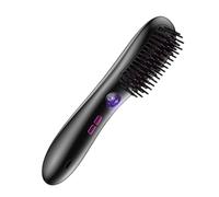 Hair Straightener Brush, Negative Ionic Hair Straightener Brush - 3 Temp Rechargeable Spray Hairs Oil Straighteners Comb, Portable Lazy Person Negative Ion Curling Comb