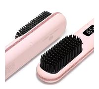 Hair Straightener Brush Rechargeable, CHRISTINE SHELLY 9600mAh Cordless Straightening Hot Comb Anti-Scald Quick Heated Display 9 Temps(140°C - 230°C) Auto-Stop with 20M Negative Ions Compact Women