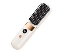Hair Straightener Brush - Rechargeable Heated Hair Brush with 4 Adjustable Temperature Settings | Home Travel Apartment Vacation Women Wife Family Friends Styling Salon Smooth Straight Tool