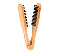 Hair Straightener Clamp Brush - Boar Bristle Construction, Double Sided Design, Reduce Heat Damage | V-shaped Straightening Styling Comb Tool, Blow Dryer Assisted Straightening Control, Daily