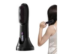 Hair Straightener - Ionic Heating Brush Straightener - Rechargeable Styling Device with LCD Display for Home and On the Go