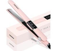 Hair Straightener,Titanium Straightener with Floating Plates for Sleek Styling - 5 Heat Setting Up to 230℃ for All Hair Types,Pink Hair Straightener for Women,Dual Voltage & 60mins Auto Shut-Off