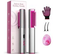 Hair Straighteners Brush, 2-in-1 Ionic Straighten & Smooth Tool for Instant Frizz Control, Fast Heating, Anti-Scald Design, Digital Display, 9 Temps-Ideal for Beginners, Professionals, Women & Gifts