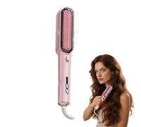 Hair Straightening Brush - Ionic Curly Hair Comb - Portable Hair Styling Accessory, Comfortable Heating Brush for Travel