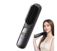 Hair Straightening Brush | Rechargeable Anti-Burning Curling Comb with 4 Temperatures for Thick Long Frizz Hair Travel Home Daily Salon Work Party Birthday