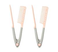 Hair Straightening Comb, 2PCS V Shaped Hair Straightener Folding Comb, Hairs Straightening Combs with Anti Slip Handle, Ergonomic Hairs Straightener Brush Combs, for Hairstyling Tools