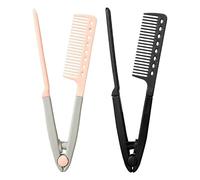 Hair Straightening Comb, 2PCS V Shaped Hair Straightener Folding Comb, Hairs Straightening Combs with Anti Slip Handle, Ergonomic Hairs Straightener Brush Combs, for Hairstyling Tools