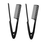 Hair Straightening Comb, 2PCS V Shaped Hair Straightener Folding Comb, Hairs Straightening Combs with Anti Slip Handle, Ergonomic Hairs Straightener Brush Combs, for Hairstyling Tools