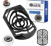 Hair strainer for shower drain, 2 pieces, in black, compatible with Viega Domoplex 6928 and 6929, replacement dip tube hair trap shower for Ø 52 mm Domo plex drain set