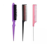 Hair Styling Bundle for Easy Glam Blush Teasing Comb Set with Pintail Design for Volume and Texture 3 Pieces Combs 2 Pack