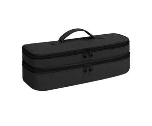 Hair Styling Case - Polyester Black Double Compartment Storage Bag, Blow Dryer Brush Cover, Grooming Organizer | Hair Tool Packing Case for Vacation Luggage Backpack Home Salon Use