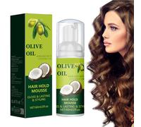 Hair Styling Curling Mousse - Olive Oil and Coconut Oil Style Curl Defining Mousse for Moisturizing, Anti Frizz, Strong Hold - 60ml