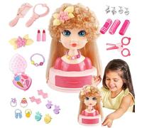 Hair Styling Doll Head - Hair Styling Makeup Set,Practice Braiding Curling Iron Makeup Tools Salon for 3-6 Years Old Beginners Kids Girls