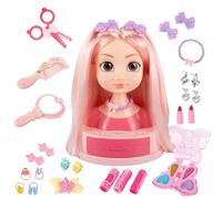 Hair Styling Doll Head Makeup Kit, Pretend Play Hairs Stylish Set, Hairpins Accessories Kits, Realistic Doll Head, Portable Design, 7.8 Inches/19.81cm for Kindergarten Home