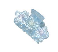 Hair Styling Set Including Ray Sea Star Conch Barrettes in Mystical Marine Blue Color Variations Lightweight Hair for Women