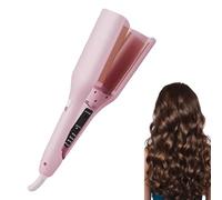 Hair Styling Tool with Negative Ionic Technology, French Curls Iron, 3D Curling Iron, Adjustable Temperatures Heating Lasting, Quickly Creating Smooth Waves (Pink)