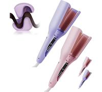 Hair Styling Tool with Negative Ionic Technology, French Wave Curling Iron, 3D Curling Iron for Quickly Creating Smooth Waves, Adjustable for Travel & Home (2Pcs)