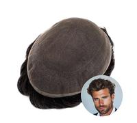Hair System For Men, 6" Men's Full Lace Toupee,100% Human Hair Replacement System(Brown,8x10inch)