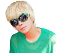 Hair System For Men, Cool Mens Short Straight Platinum Blonde Wigs Male Boys Party Cosplay Full Wig