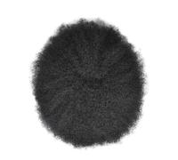 Hair System For Men, Men's Afro Curl Hair System,PU Base with Remy Human Hair Replacement(10mm)