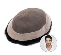 Hair System For Men, Men's Toupee 130% Density Human Hairpiece - Durable Hair Replacement System(Brownish red,6x8inch)