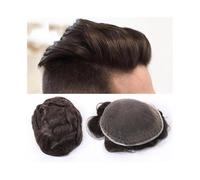 Hair System For Men, Men's Wig Swiss Lace With Bleached Knot Front Men Toupee Indian Human Hair Prosthetic Male Wigs Full Lace Base Hair Pieces(Off Black)